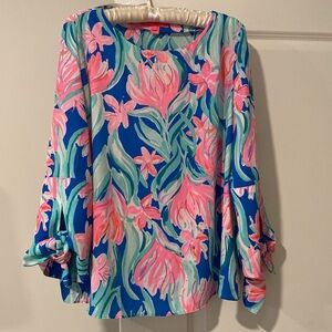 Lily Pulitzer flare tie sleeve blouse